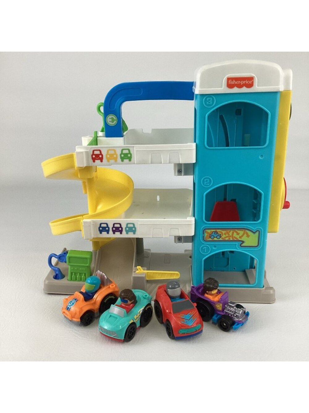 Fisher Price Little People Car Parking Garage Wheelies Bundle Race Car Lot 2018